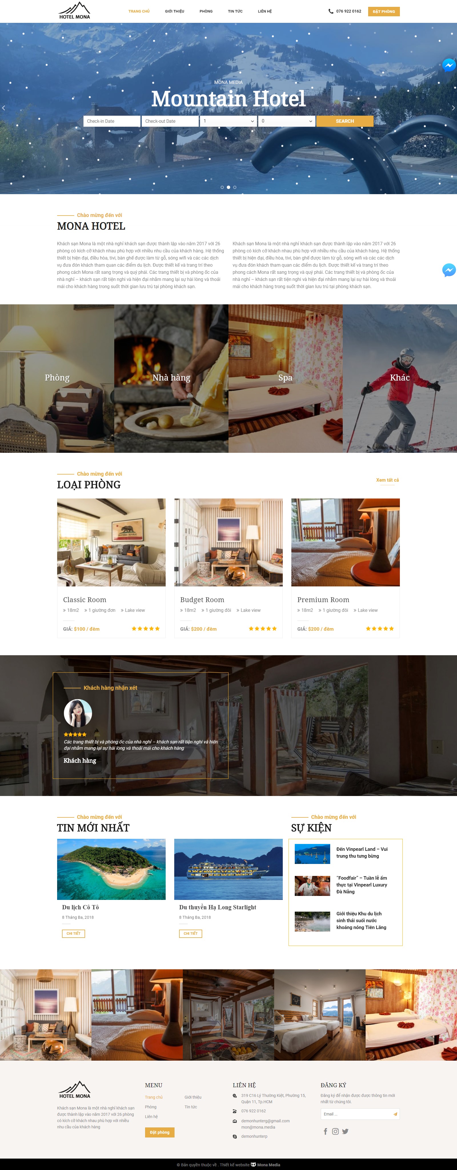 Mẫu website dịch vụ khách sạn tương tự Mountai