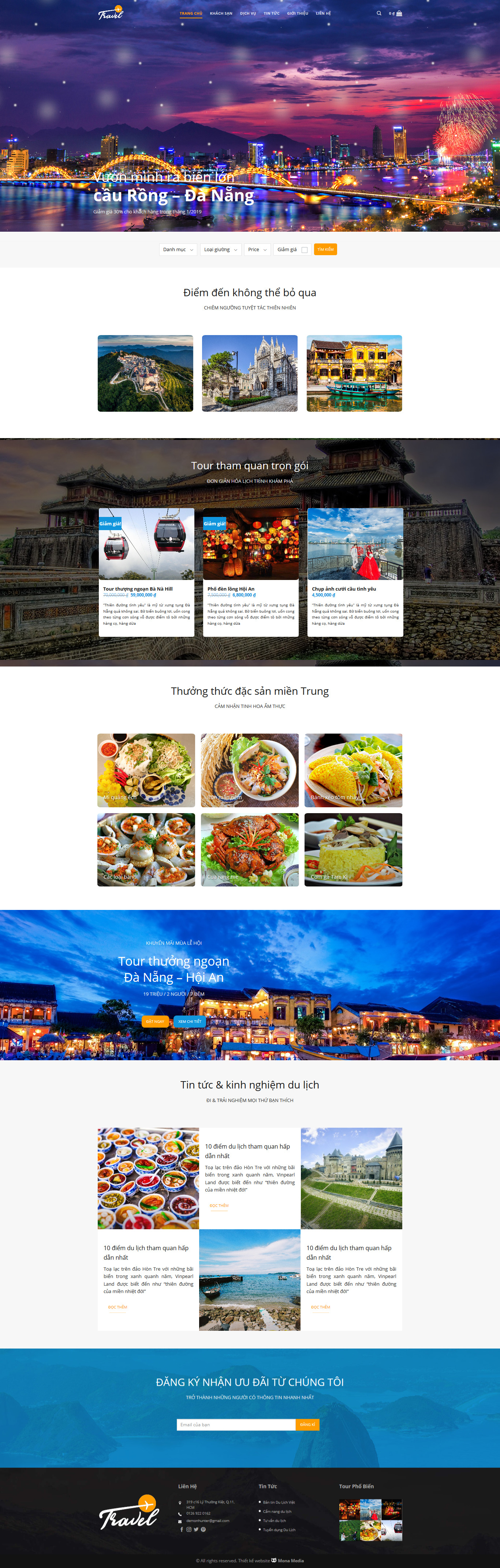 Mẫu website bán gói du lịch tương tự Travel Vn