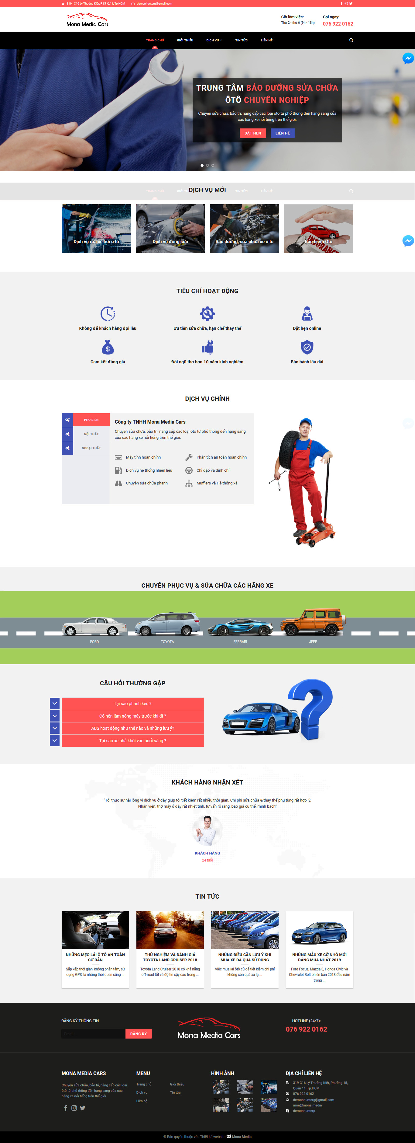 Mẫu website bảo dưỡng – sửa chữa xe hơi – ô tô tương tự Cardinal