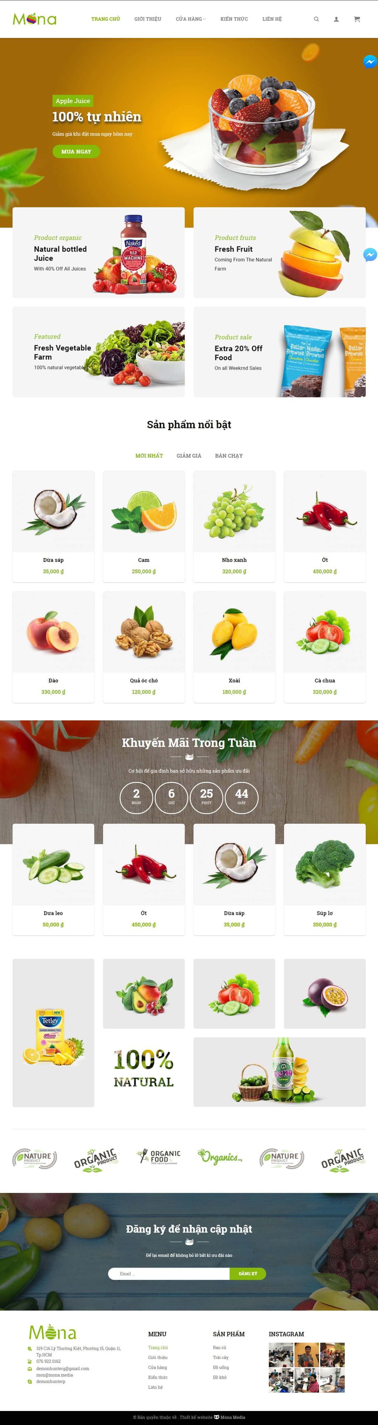 Mẫu website tương tự Clever food – bán thực phẩm sạch – trái cây