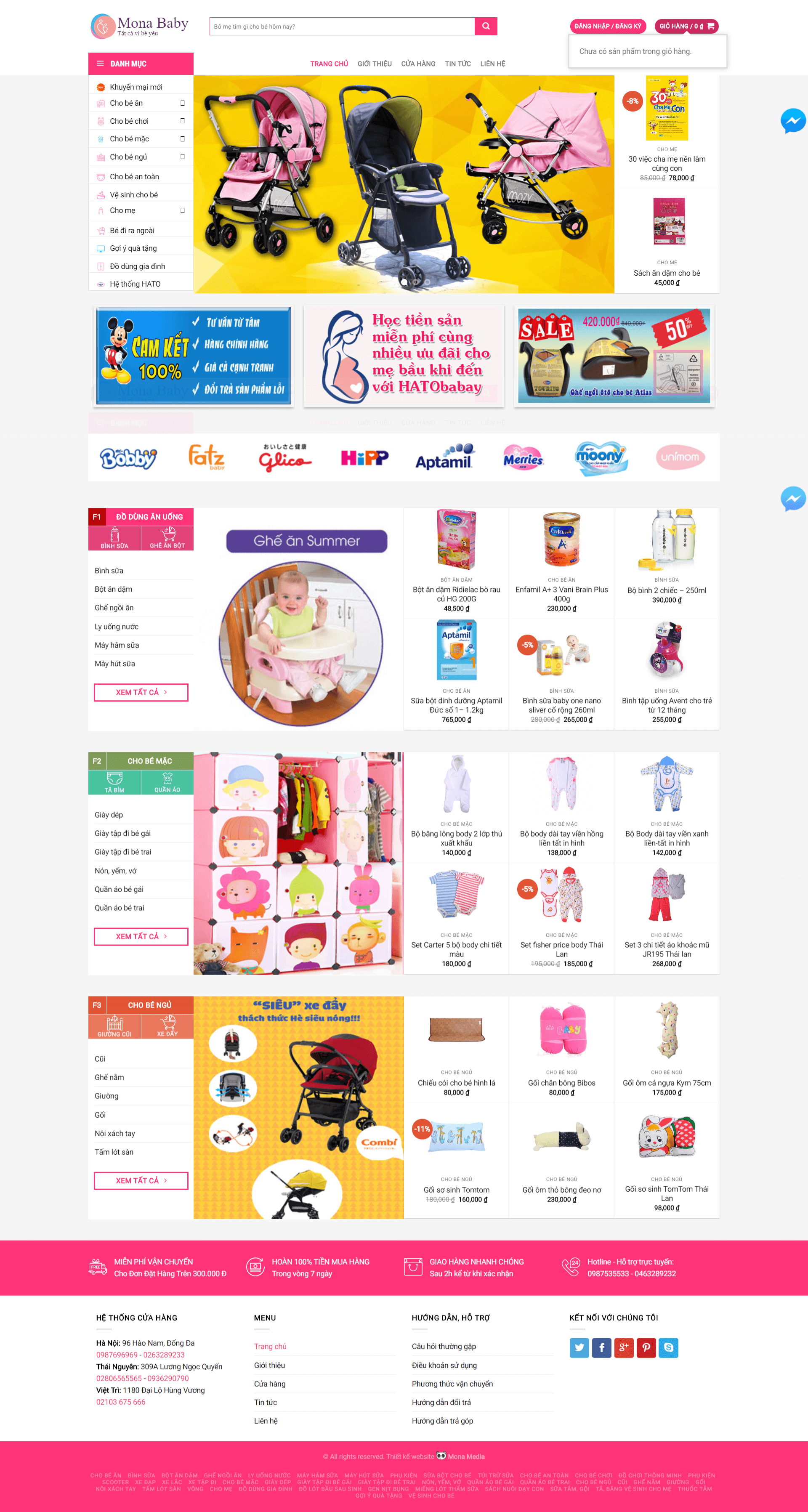 Mẫu website siêu thị Mẹ và bé tương tự Hato