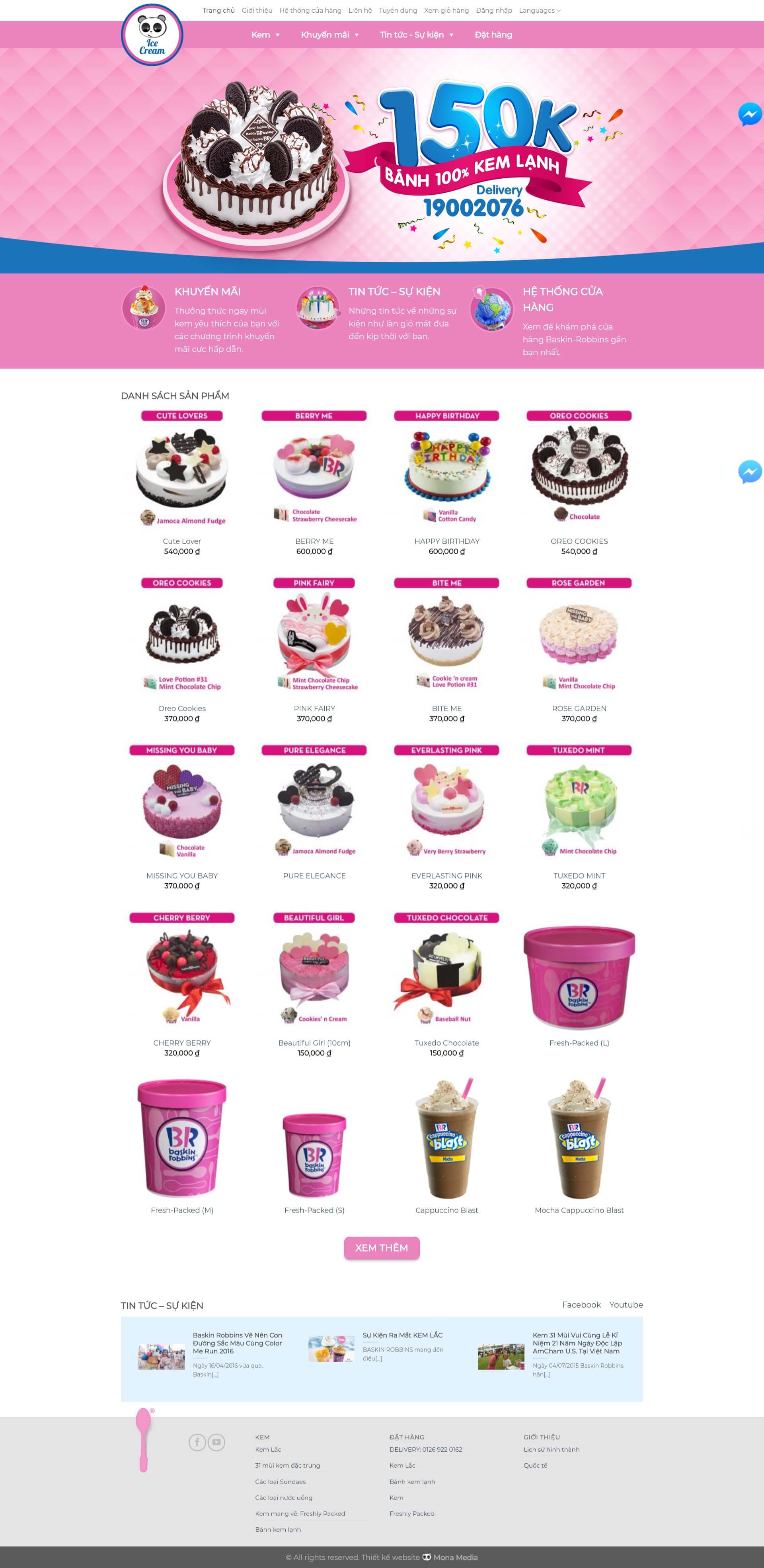 Mẫu website tương tự Baskin Robbin – cửa hàng bánh – kem và kẹo