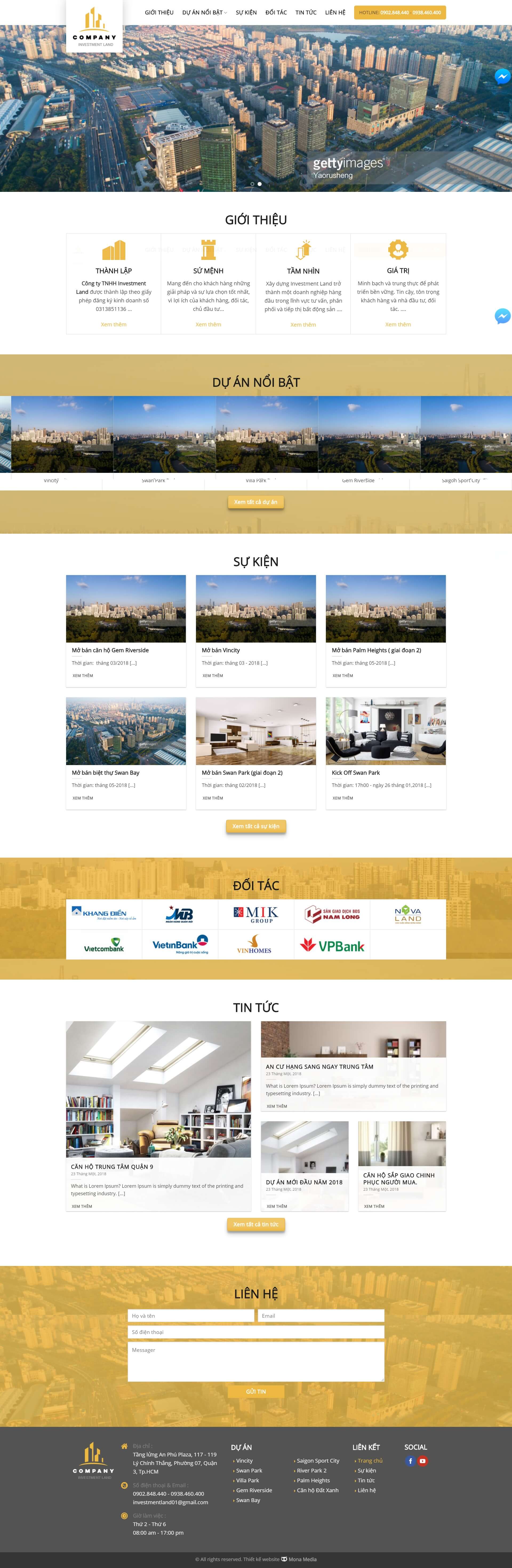 Mẫu website về bất động sản tương tự Investmentland