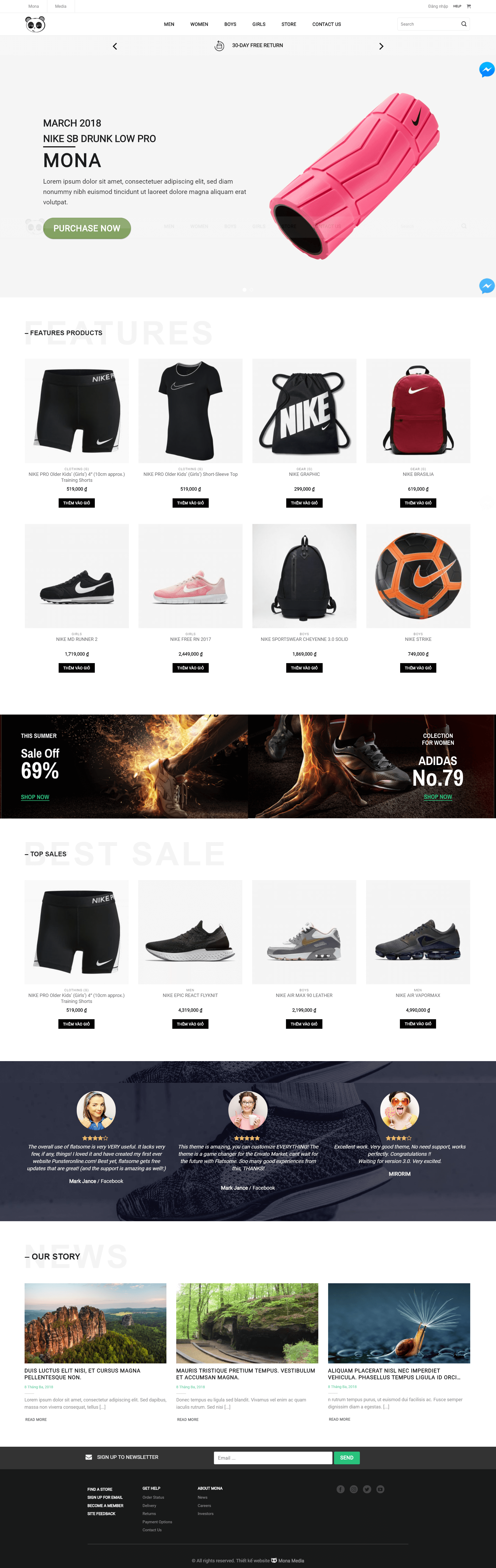 Mẫu website tương tự Trueshoes – kinh doanh giày dép