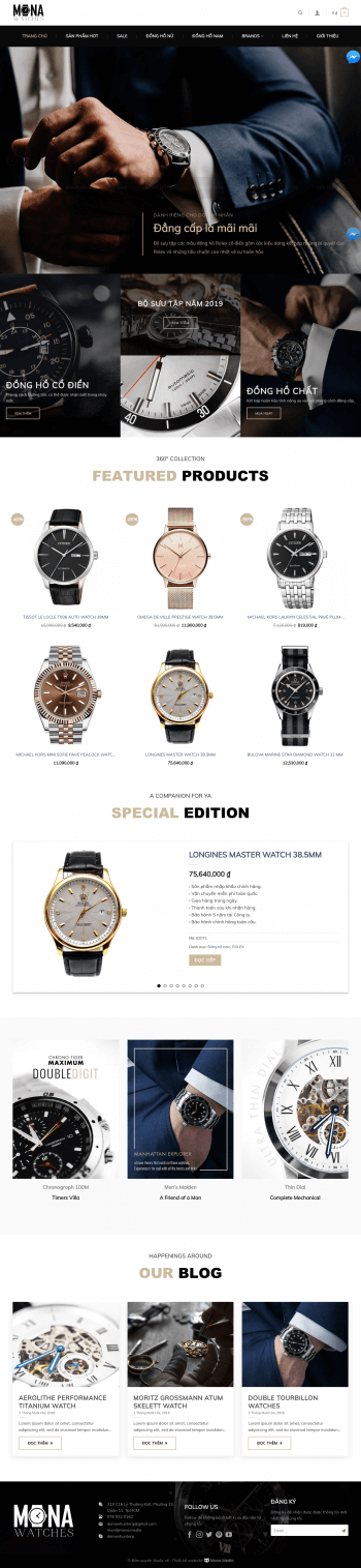 Mẫu Website bán đồng hồ tương tự Rolex