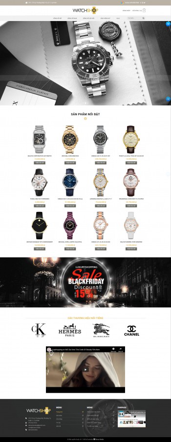 Mẫu website kinh doanh đồng hồ tương tự Luxshop