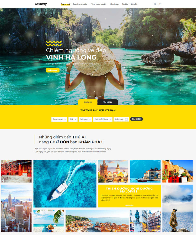 Mẫu website bán tour du lịch tương tự Getaway