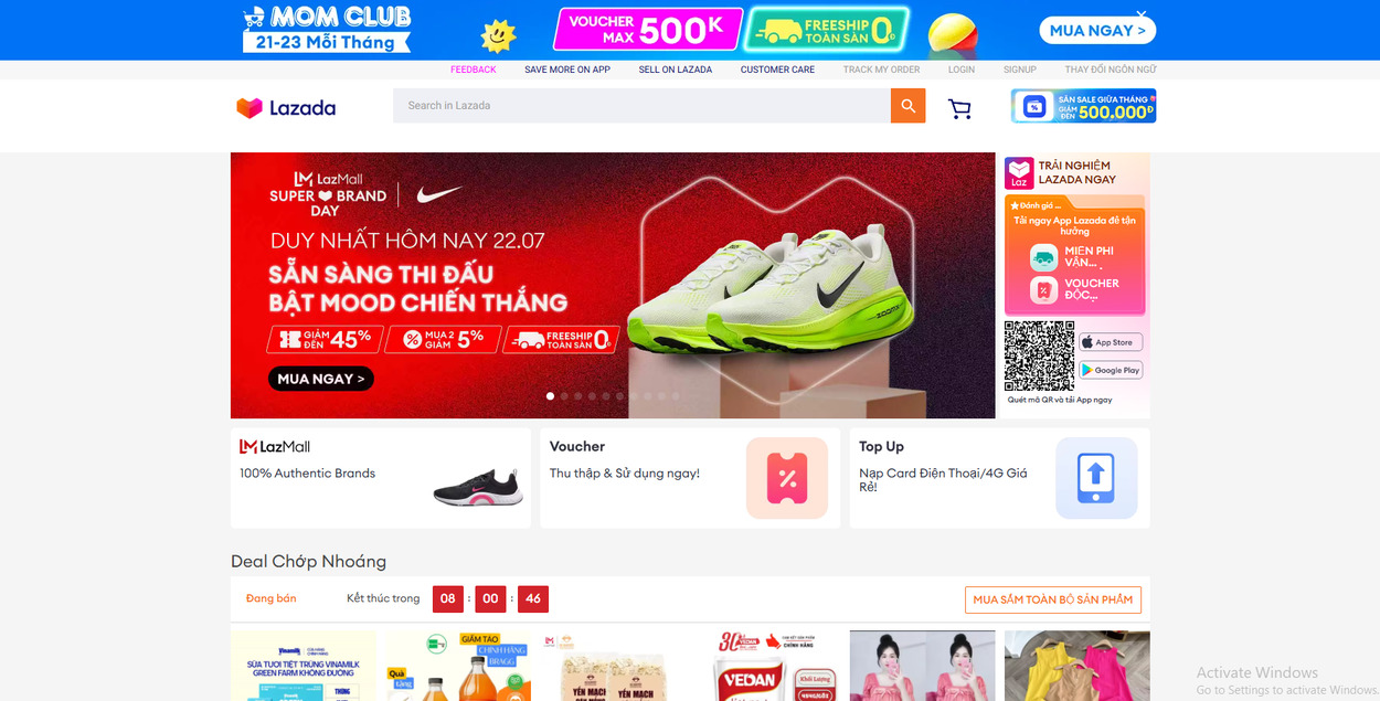 Mẫu thiết kế website bán hàng giống Lazada