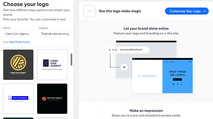 Wix - Trang web thiết kế logo miễn phí đa năng