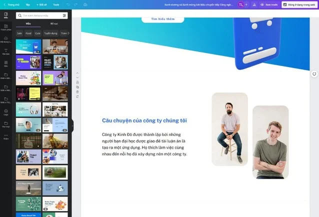 Tùy chỉnh thiết kế website trên Canva
