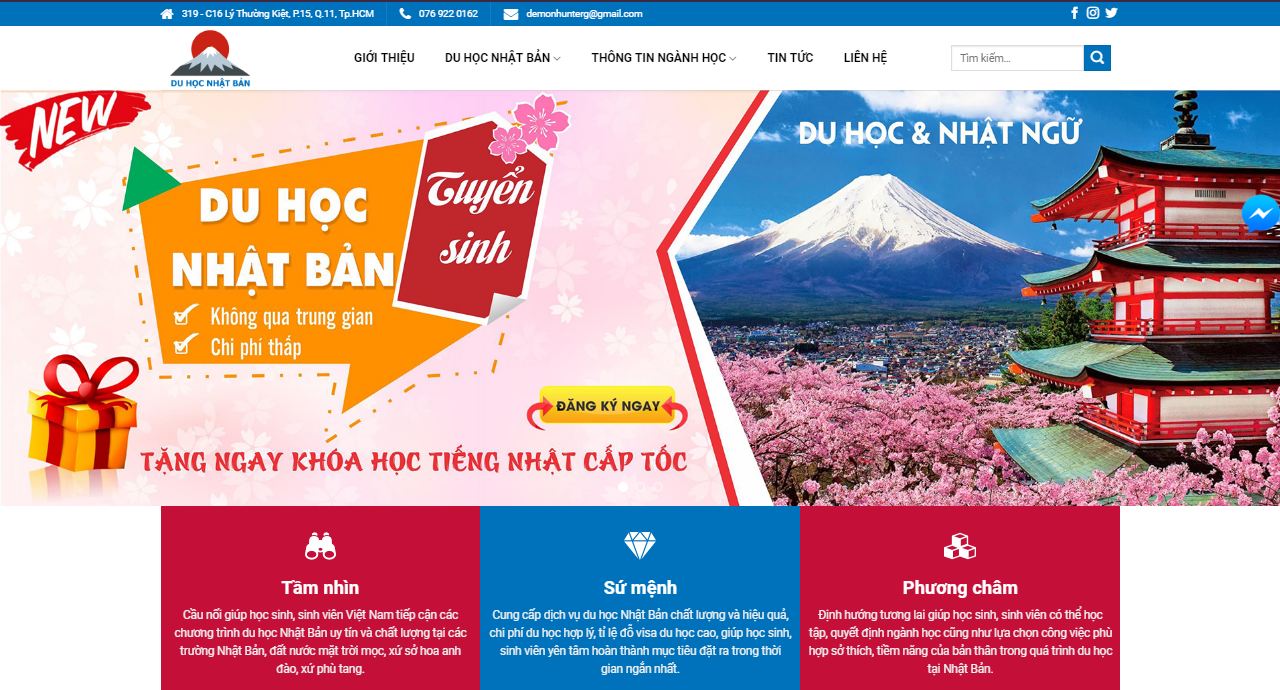 Thiết kế website tư vấn du học Nhật Bản