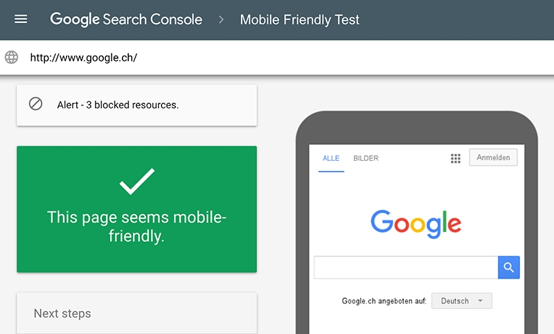 Công cụ kiểm tra mức độ thân thiện của website với thiết bị di động Google's Mobile Friendly Test