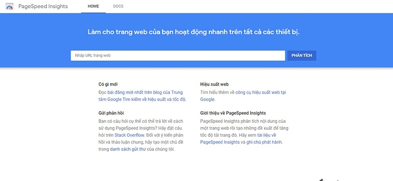 Pagespeed Insight với giao diện dễ sử dụng