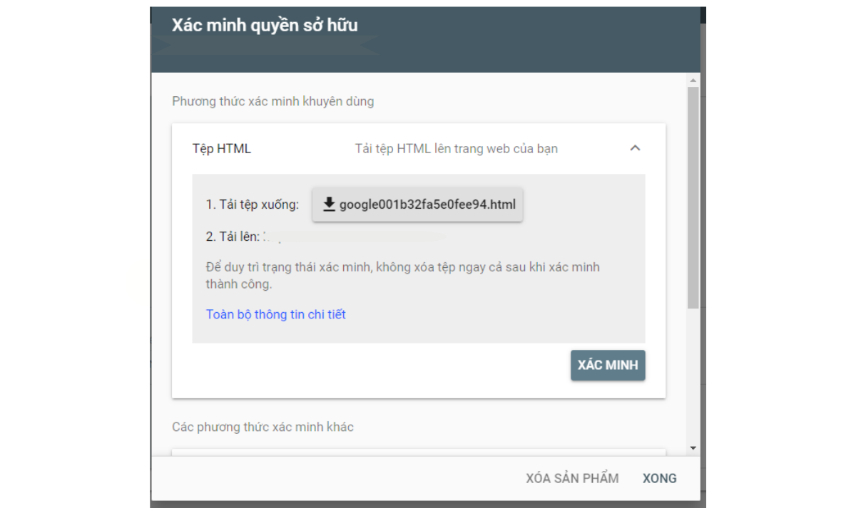 Xác minh tệp HTML cho URL