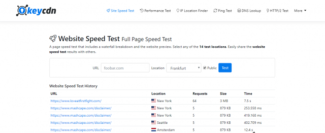 KeyCDN Website Speed Test là công cụ cho phép người dùng kiểm tra tốc độ trang