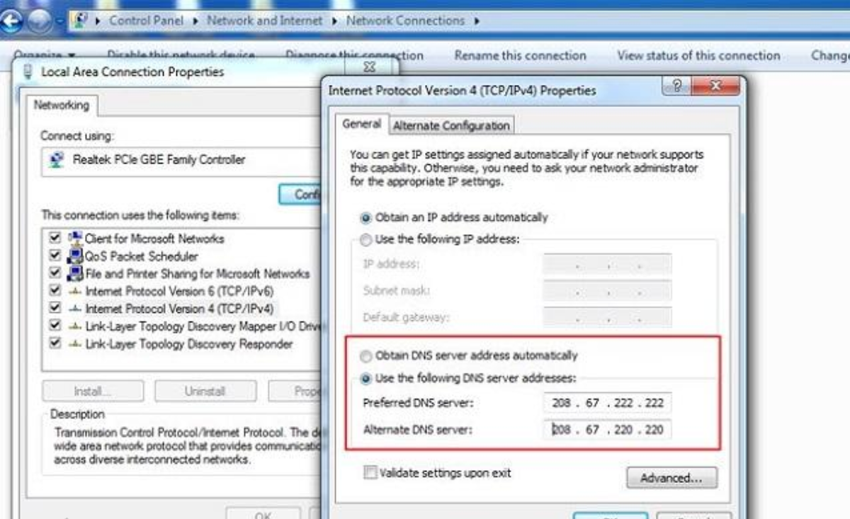 Hướng dẫn thiết lập DNS trên máy Windowns