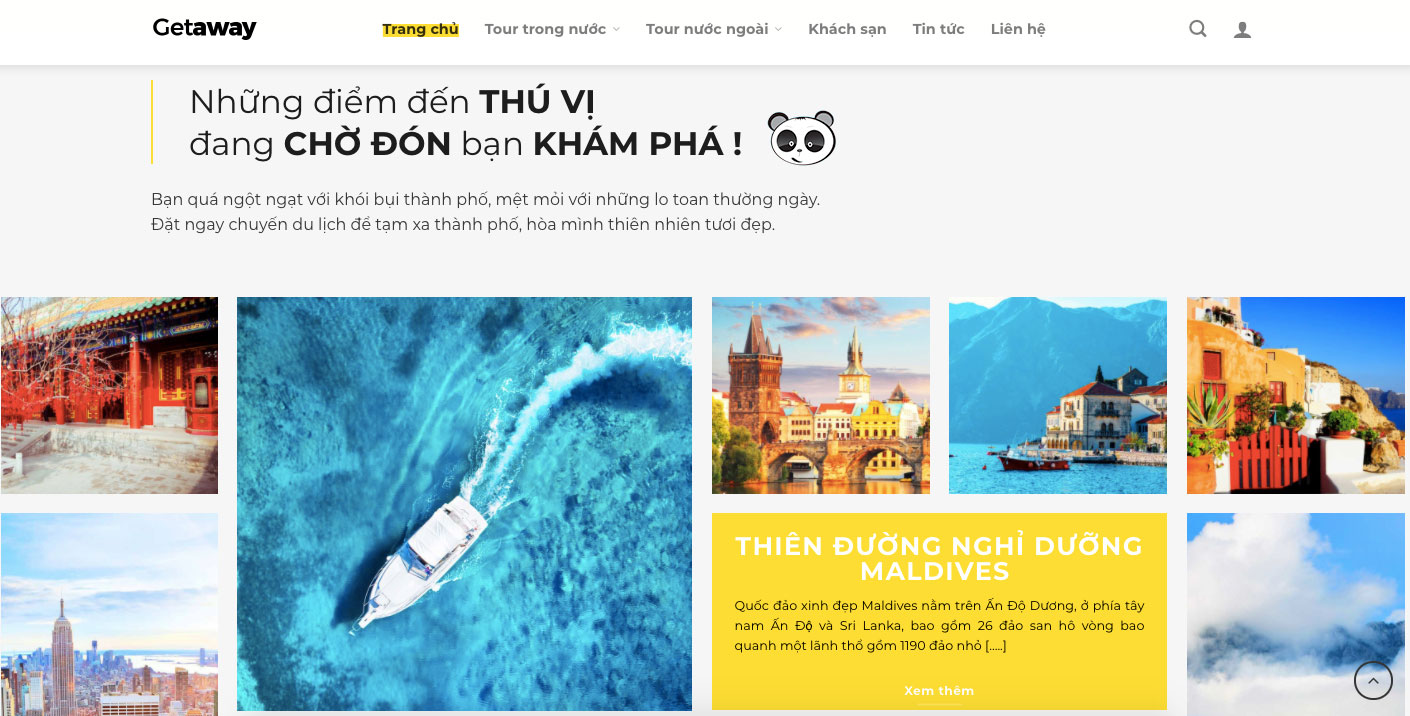 Trang giới thiệu web du lịch