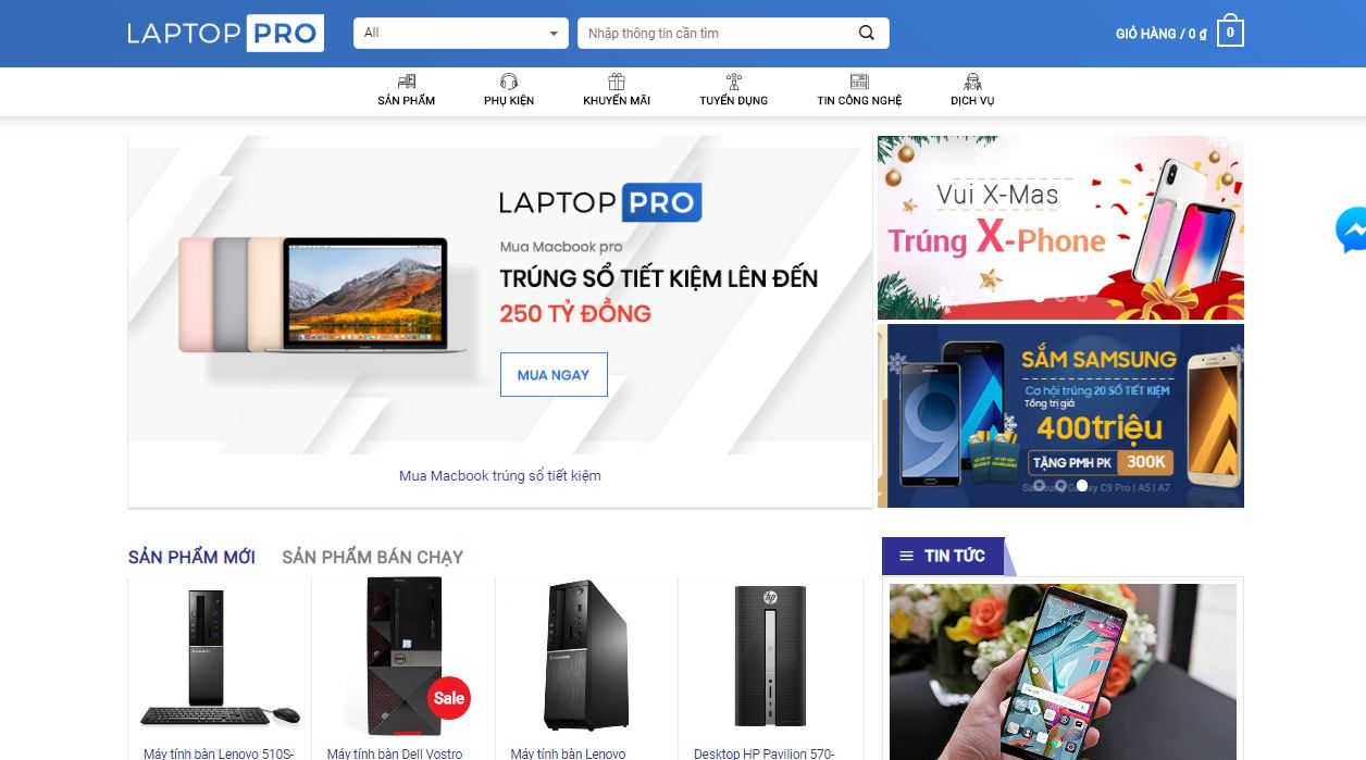 Mẫu thiết kế website bán hàng laptop – đồ điện tử tại Web chất lượng