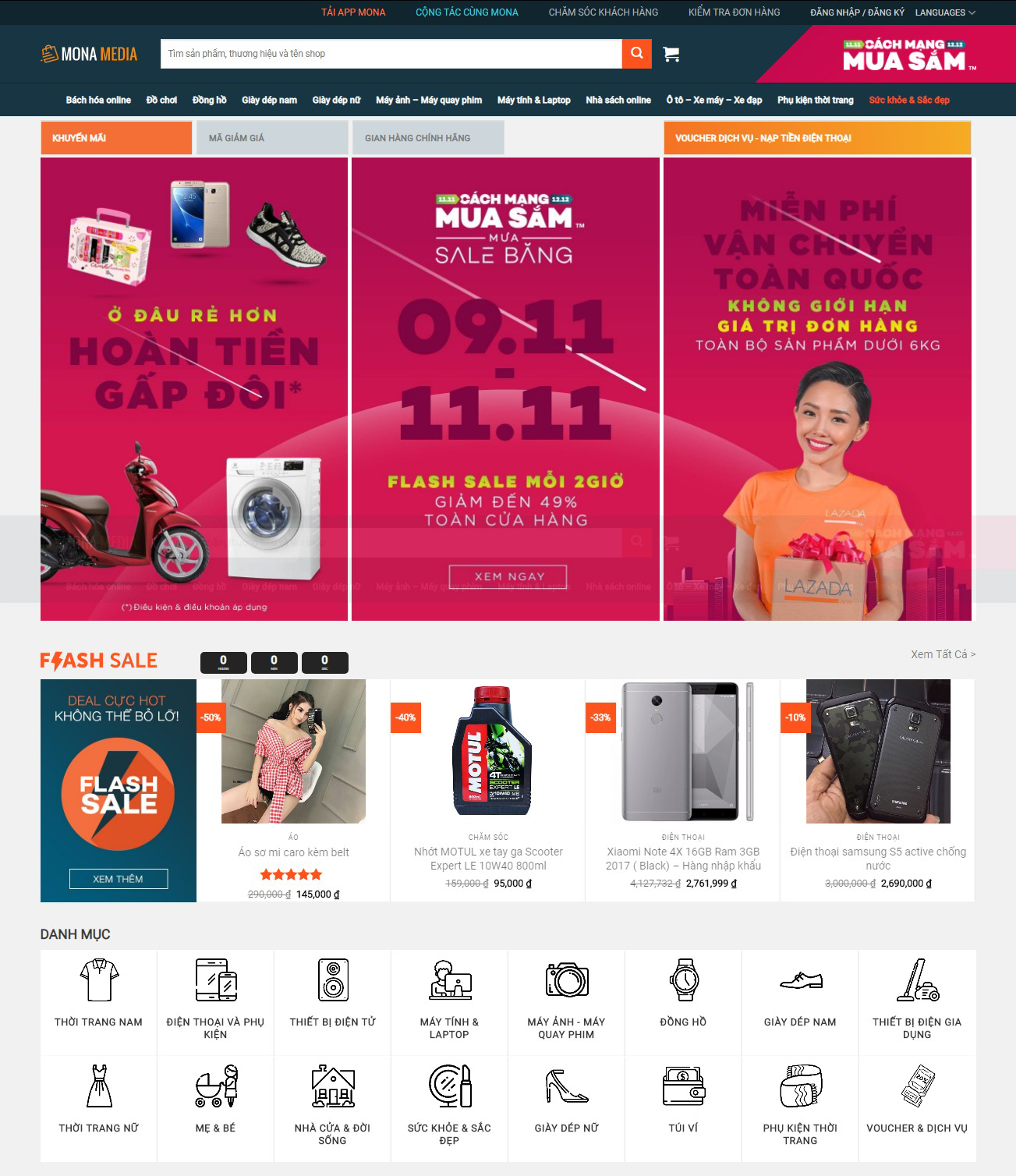 Mẫu thiết kế website bán hàng giống Lazada