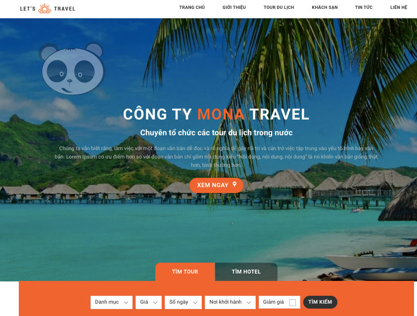 Trang chủ website du lịch